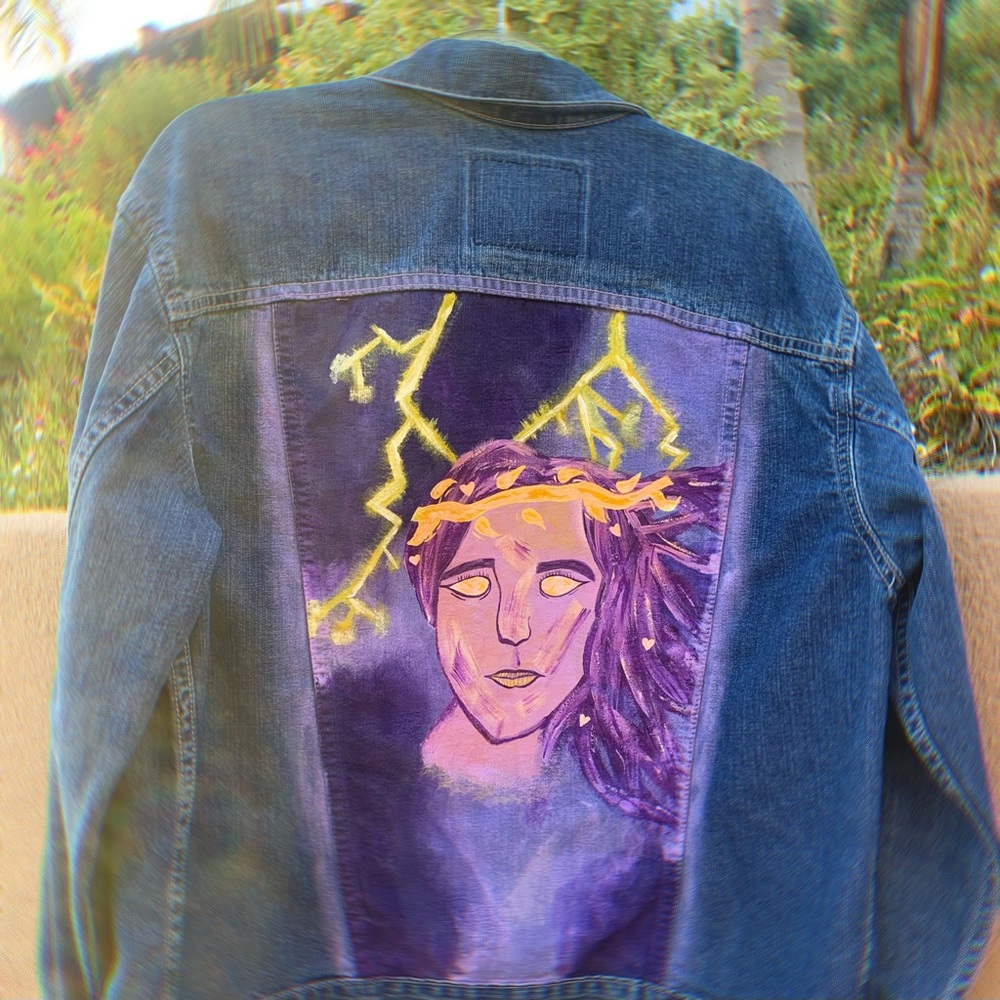 CUSTOM PURPLE SELF CARE CLUB GODDESS VINTAGE DEMIN JACKET❤️‍🔥